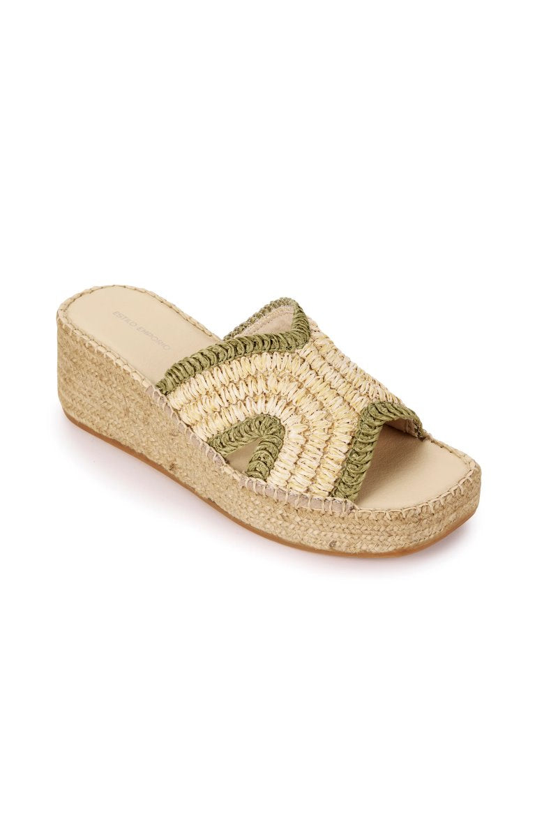 SPIRAL ESPADRILLE WEDGE-NATURAL/KHAKI Heels Estilo Emporio 