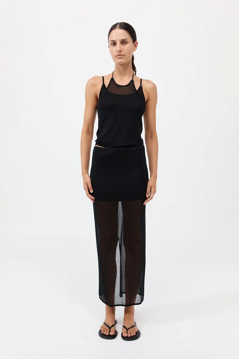 LAYERED HALTER TANK-BLACK Tops ST AGNI 