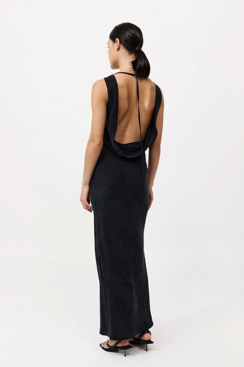 DRAPED COWL DRESS-BLACK Maxi Dress ST AGNI 