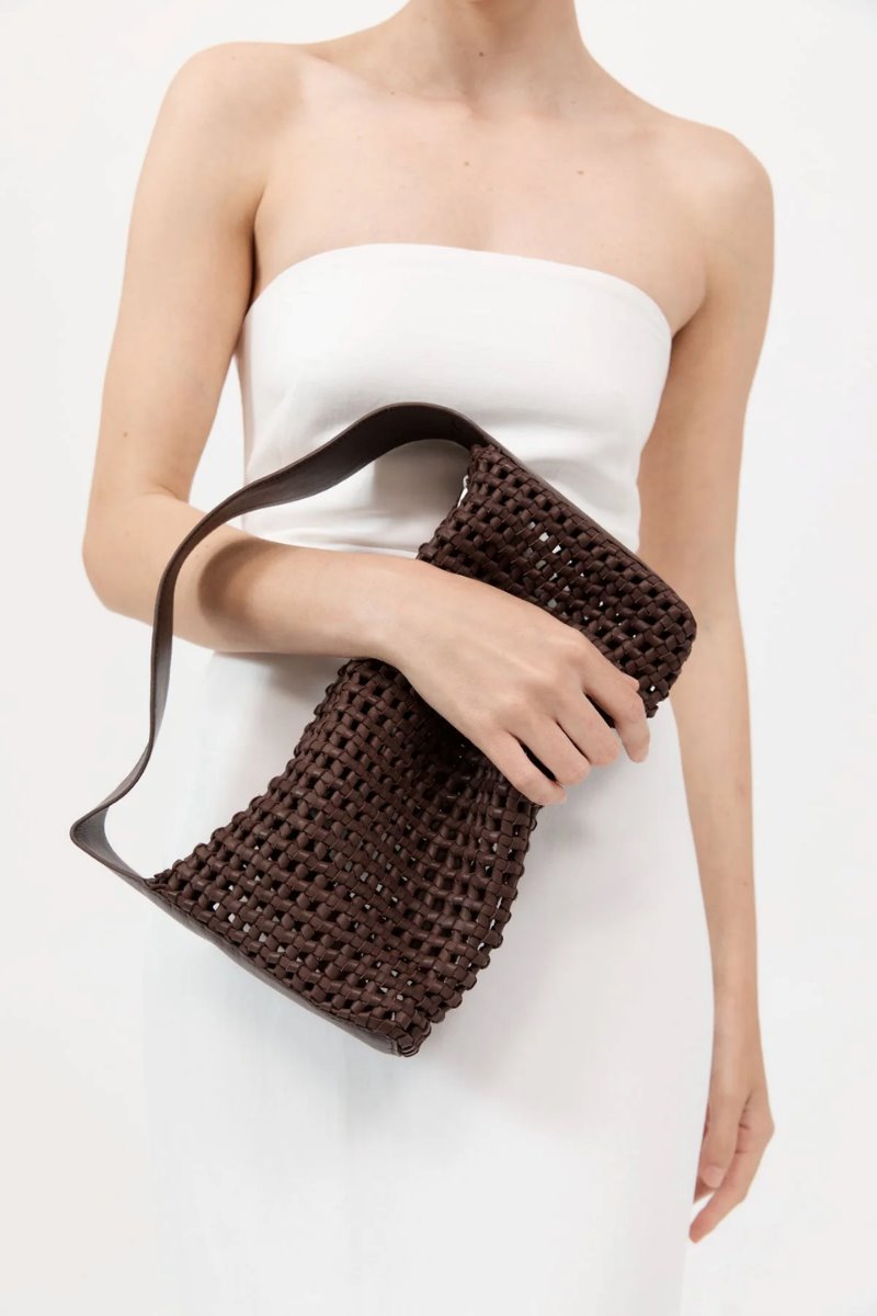 MACRAME MESH BAG-CHOCOLATE Handbags ST AGNI 