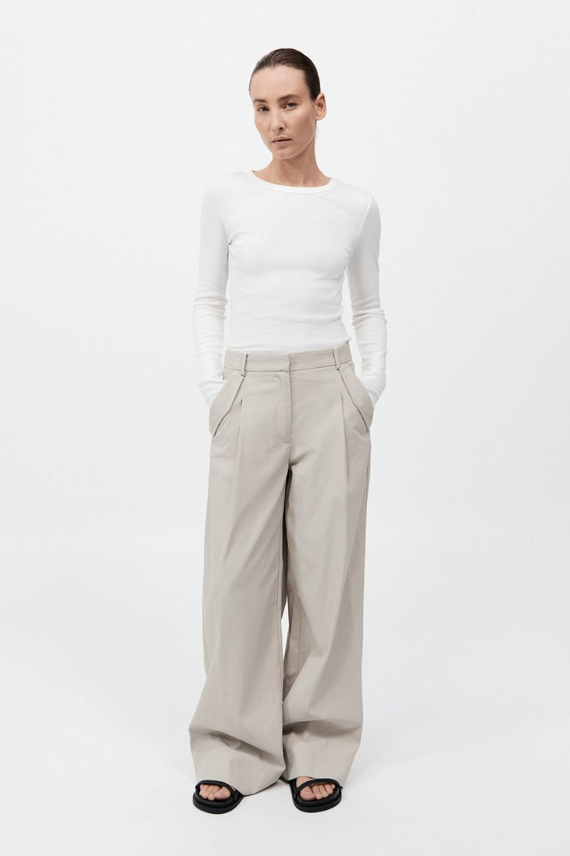 UTILITY PLEAT PANTS-CREME Pants ST AGNI 