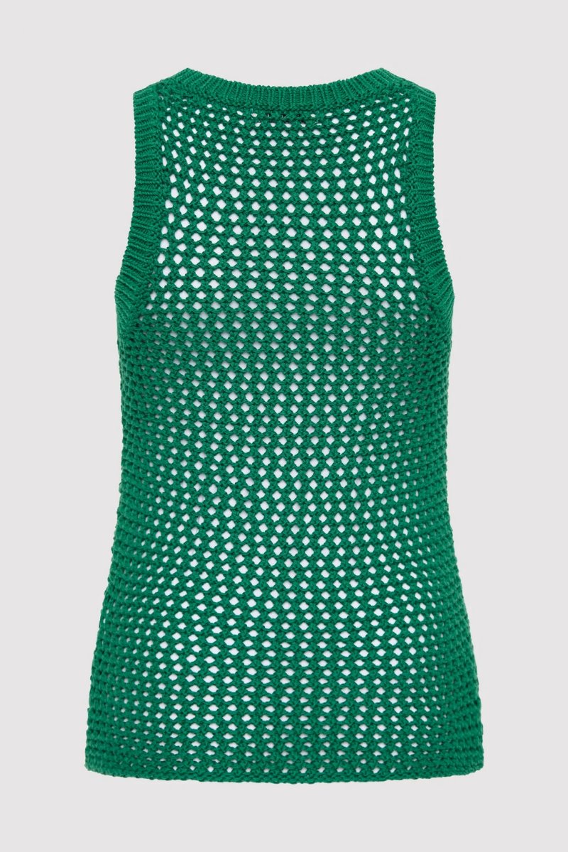 COTTON CROCHET TANK-VERDE Tops ST AGNI 