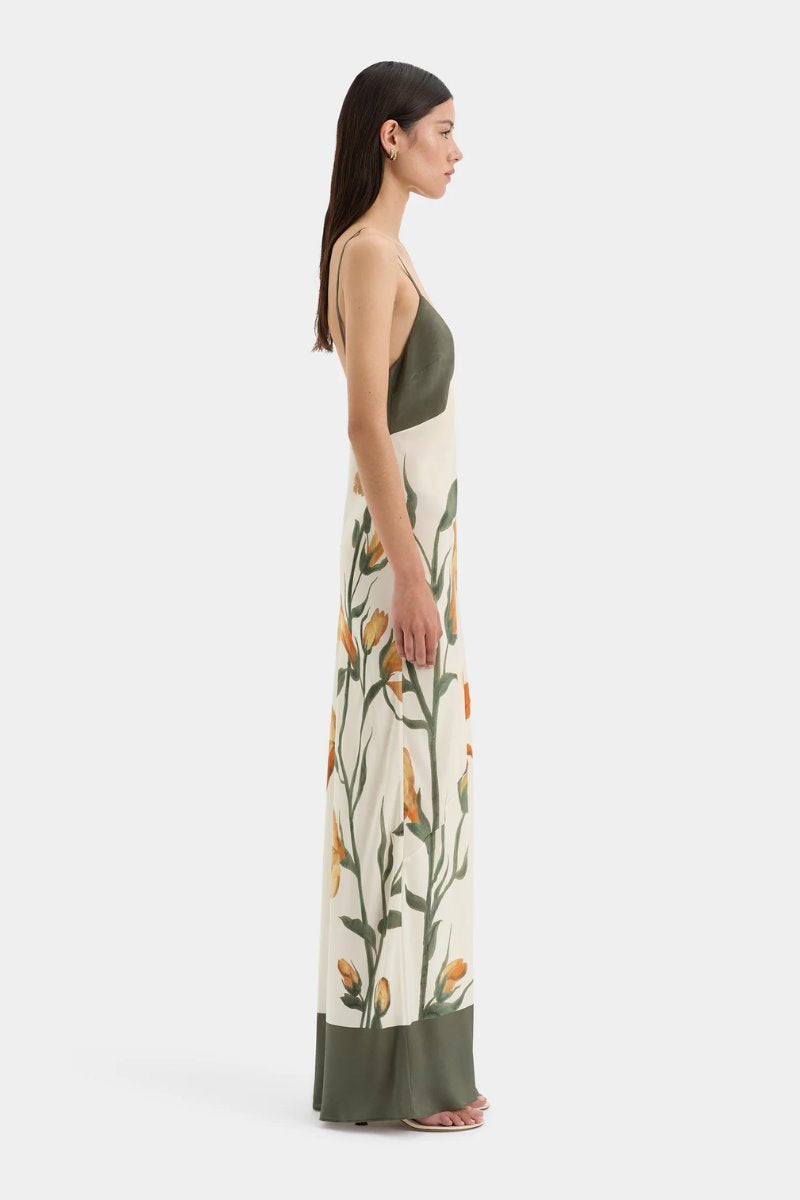 CONSTANCE V NECK SLIP DRESS-IRIS FLORAL Maxi Dress SIR. 