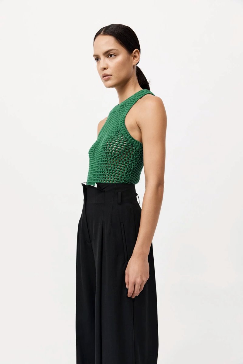 COTTON CROCHET TANK-VERDE Tops ST AGNI 