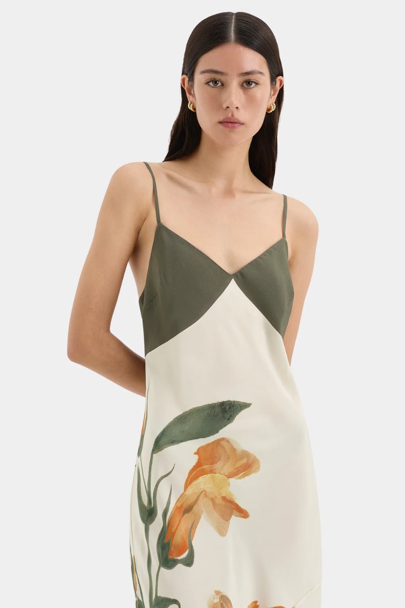 CONSTANCE V NECK SLIP DRESS-IRIS FLORAL Maxi Dress SIR. 