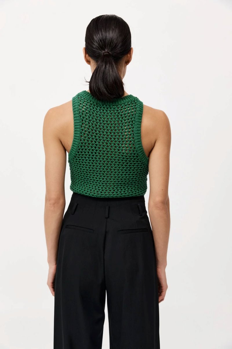 COTTON CROCHET TANK-VERDE Tops ST AGNI 