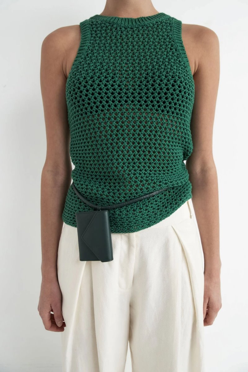 COTTON CROCHET TANK-VERDE Tops ST AGNI 