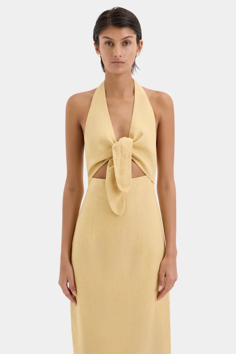 CARLOTTA TIE MIDI DRESS-RAFFIA Midi Dress SIR. 