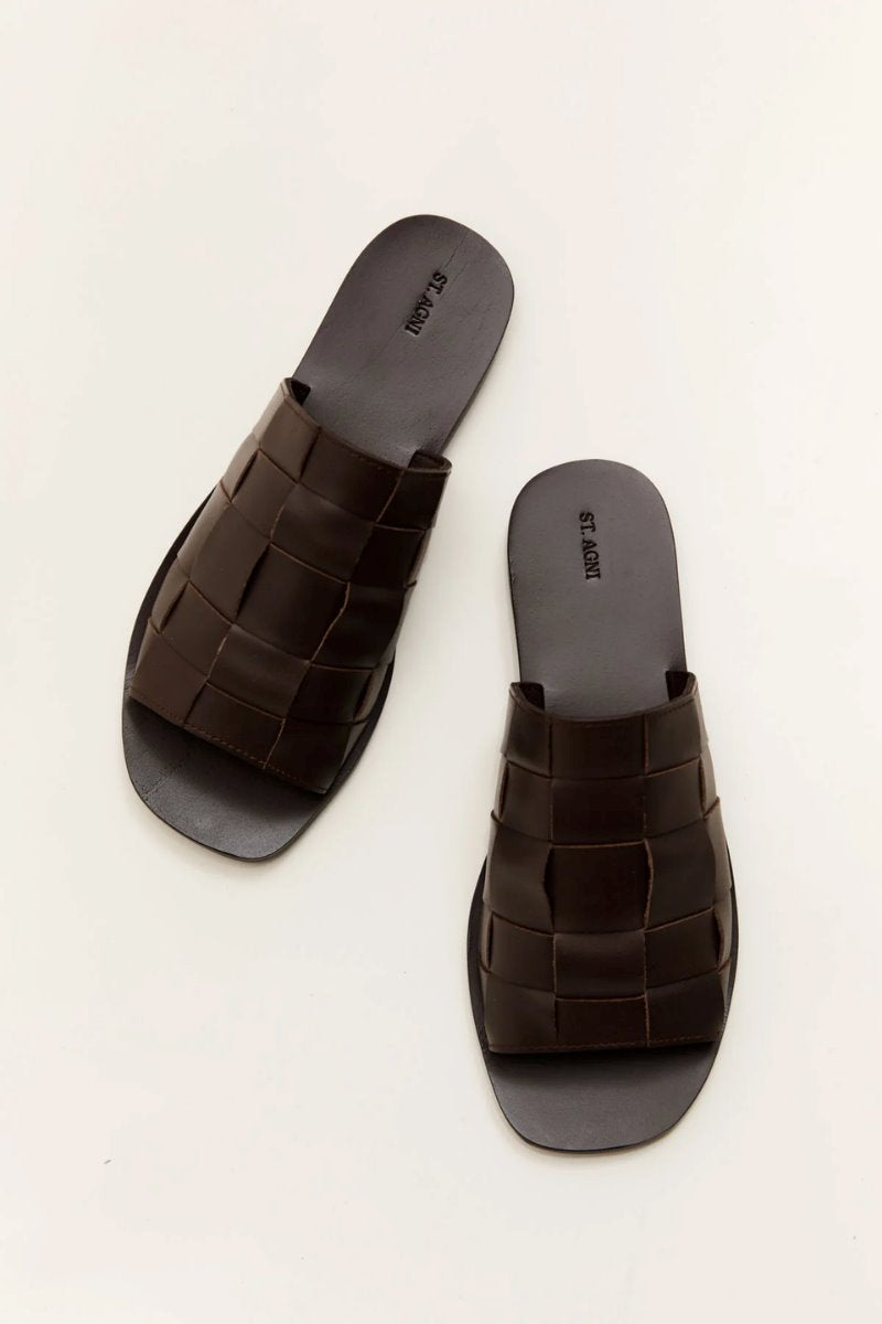 WOVEN FLATS-CHOCOLATE Sandals ST AGNI 