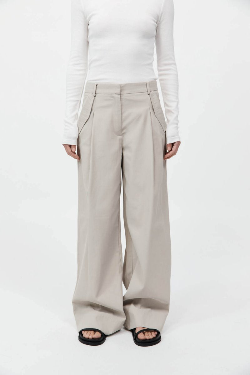 UTILITY PLEAT PANTS-CREME Pants ST AGNI 