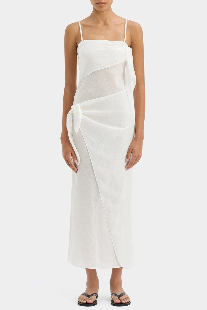 ROSALIA WRAP MIDI-IVORY Midi Dress SIR. 