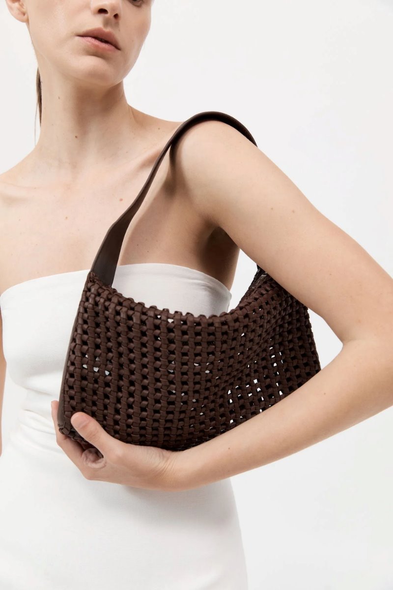 MACRAME MESH BAG-CHOCOLATE Handbags ST AGNI 