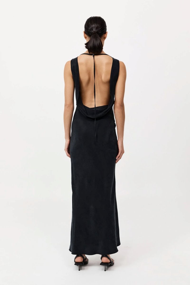 DRAPED COWL DRESS-BLACK Maxi Dress ST AGNI 