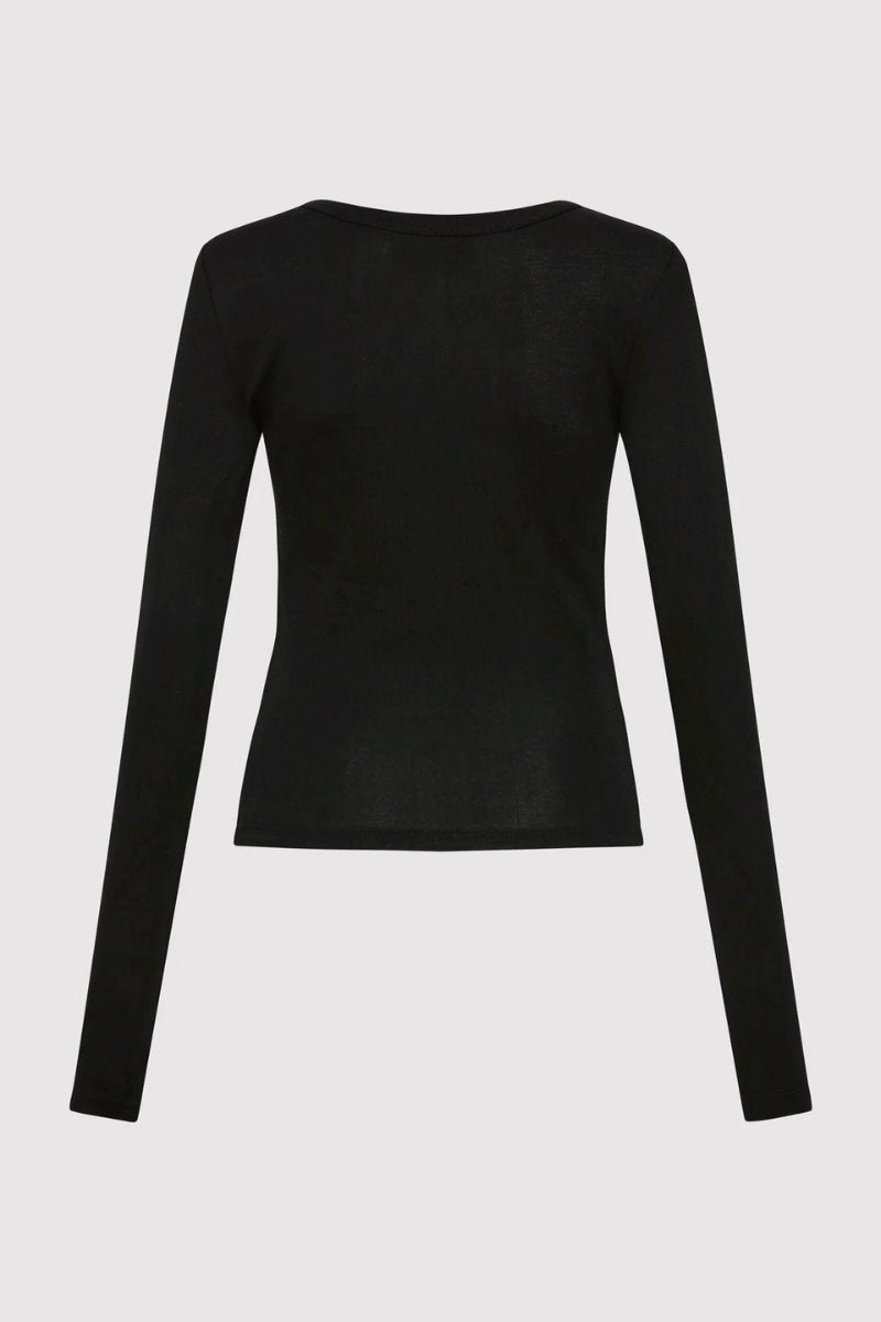 ORGANIC COTTON SOFT RIB LONG SLEEVE-BLACK Tops ST AGNI 