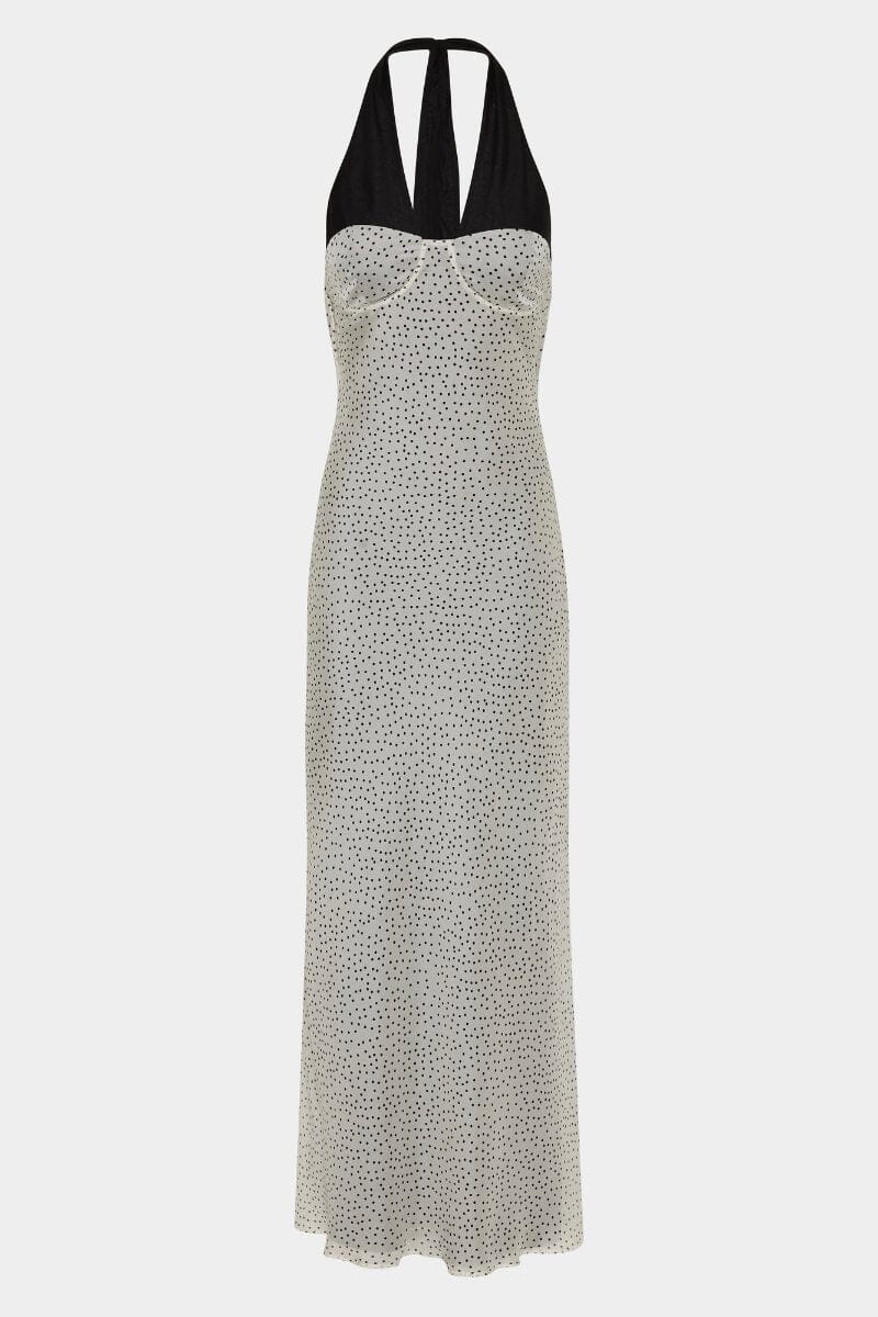 LISANDER HALTER MIDI DRESS-POLKA DOT BIANCA Midi Dress SIR. 