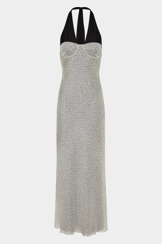 LISANDER HALTER MIDI DRESS-POLKA DOT BIANCA Midi Dress SIR. 