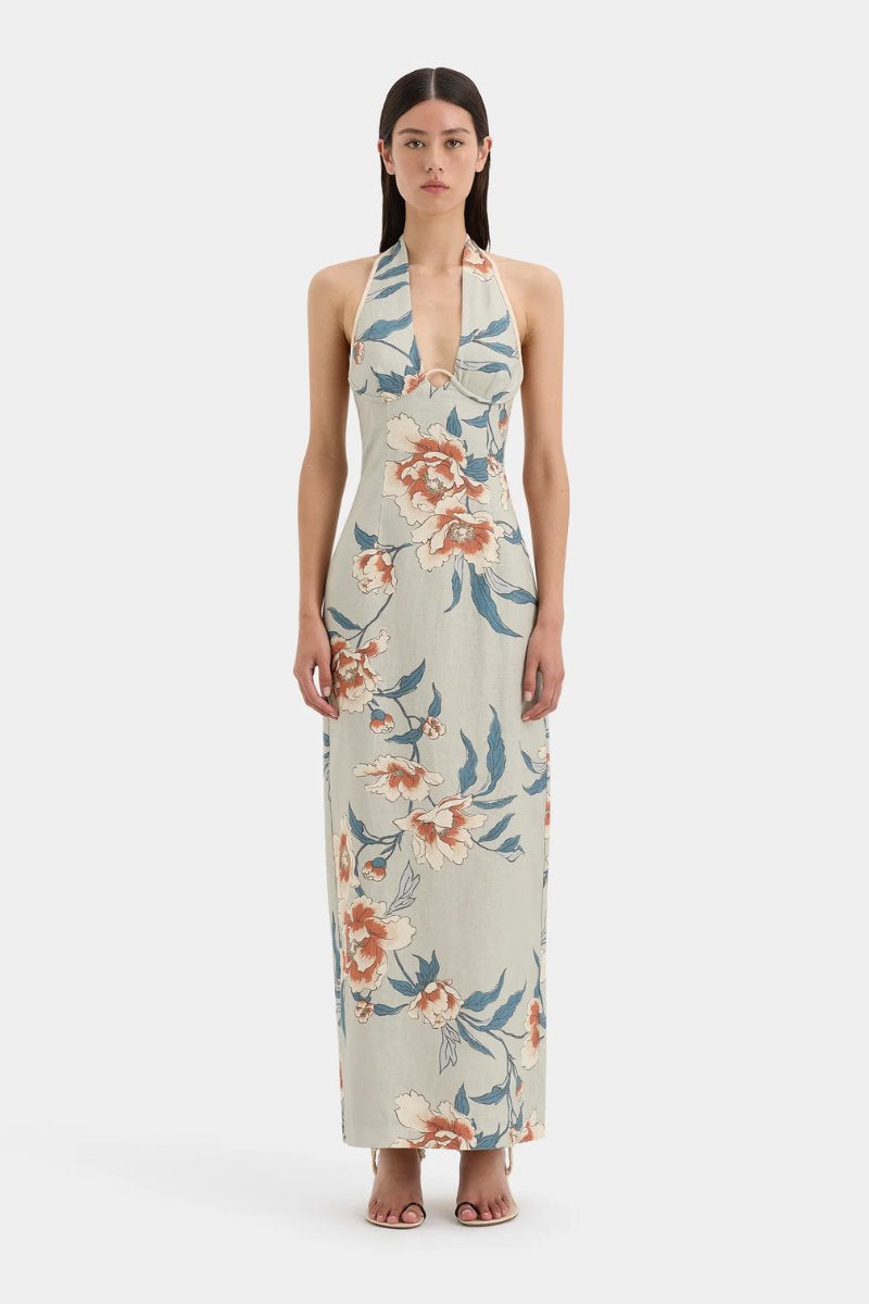 ROISIN HALTER MIDI DRESS-BLOOM FLORAL Midi Dress SIR. 