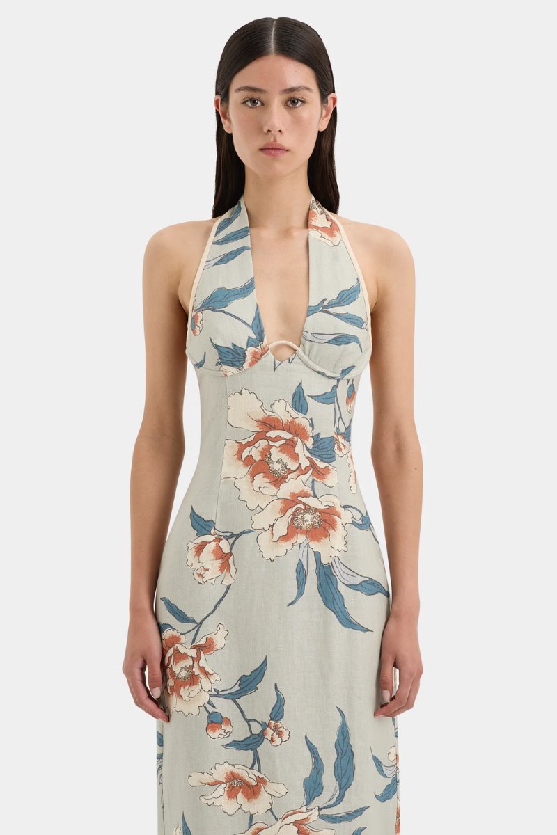 ROISIN HALTER MIDI DRESS-BLOOM FLORAL Midi Dress SIR. 