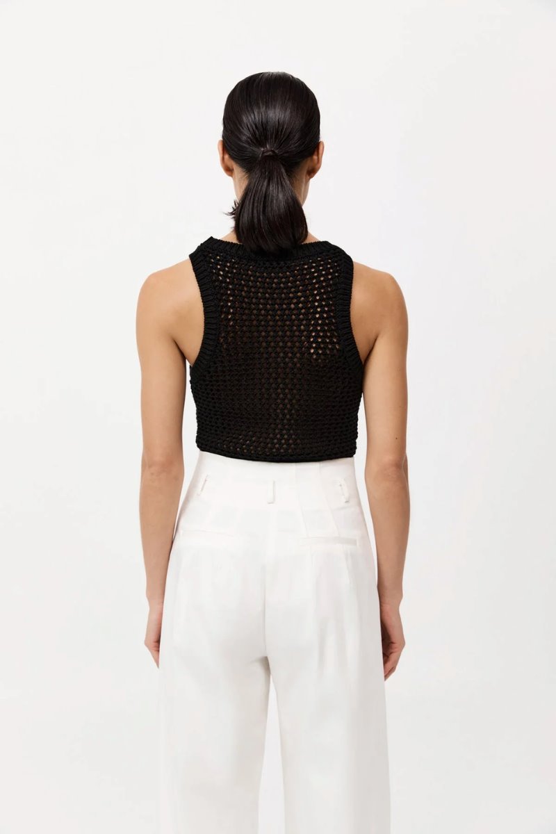 COTTON CROCHET TANK-BLACK Tops ST AGNI 