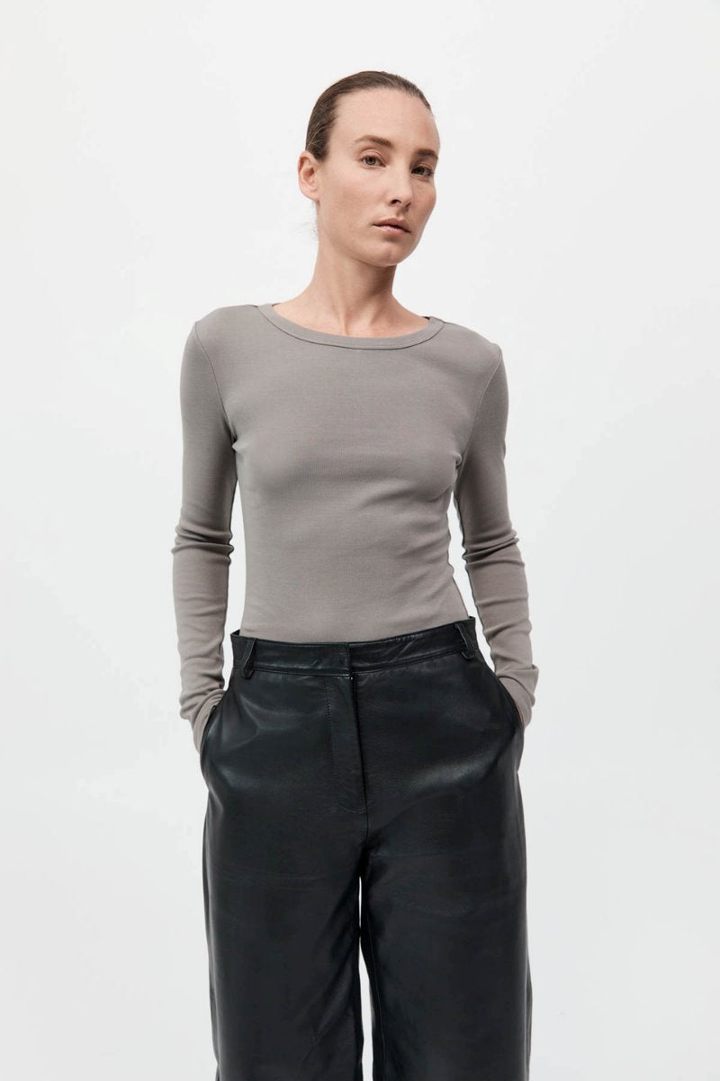 ORGANIC COTTON LONG SLEEVE TOP-SLATE Tops ST AGNI 