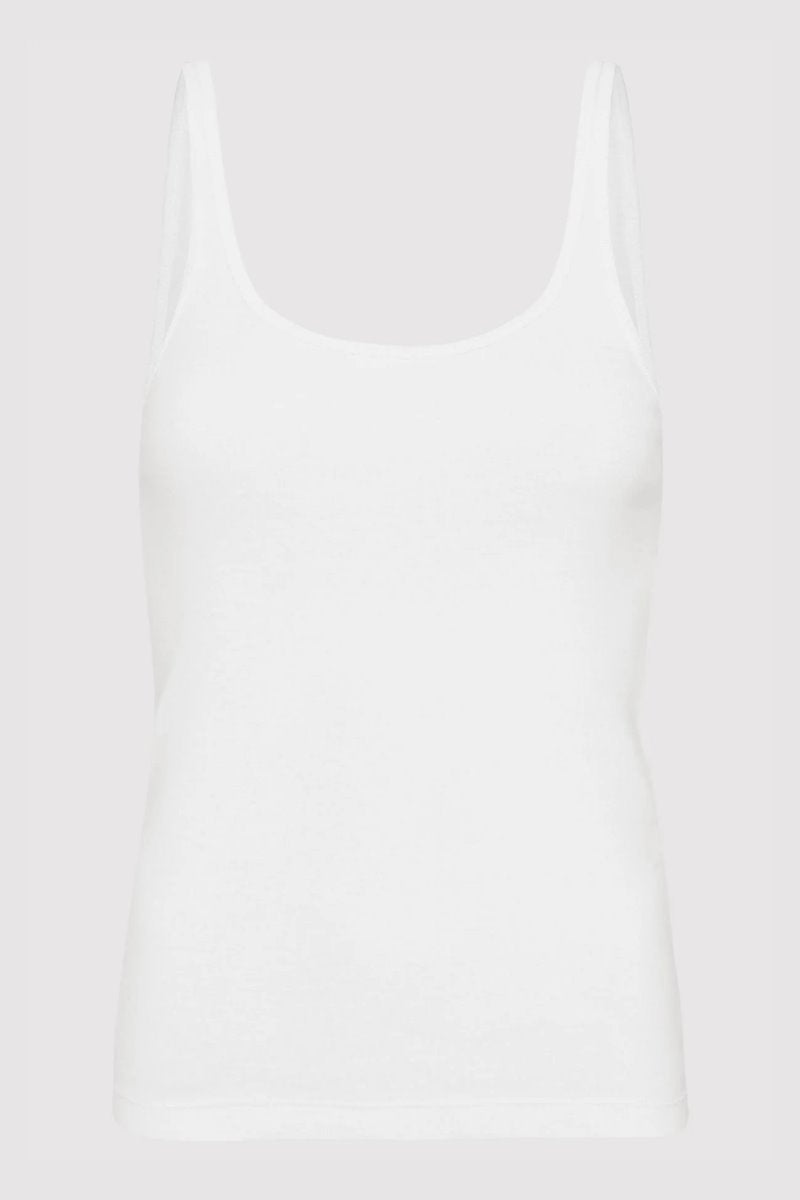 ORGANIC COTTON SLIM SCOOP TANK-WHITE Tops ST AGNI 