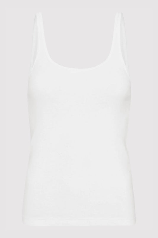 ORGANIC COTTON SLIM SCOOP TANK-WHITE Tops ST AGNI 