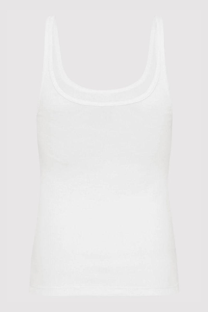 ORGANIC COTTON SLIM SCOOP TANK-WHITE Tops ST AGNI 