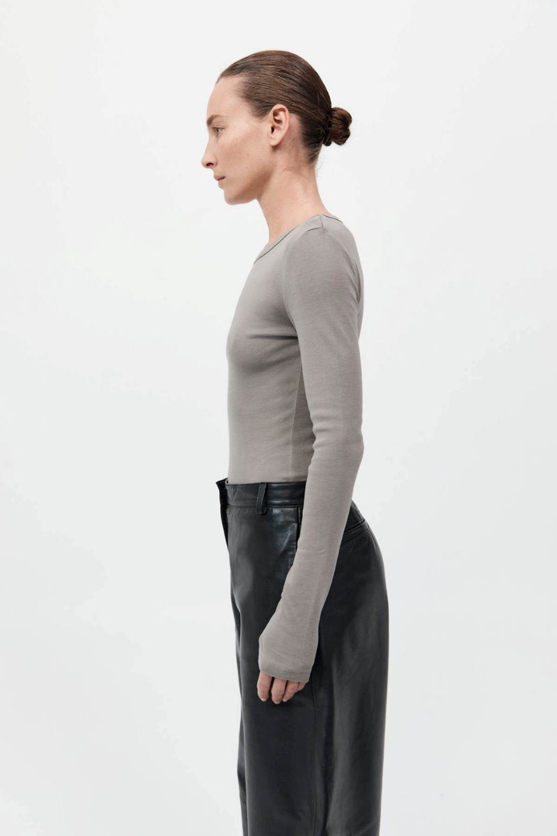 ORGANIC COTTON LONG SLEEVE TOP-SLATE Tops ST AGNI 