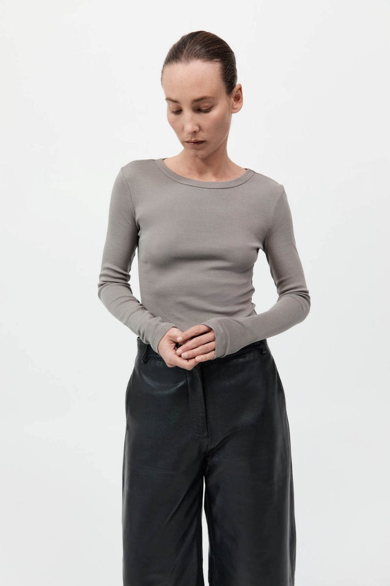 ORGANIC COTTON LONG SLEEVE TOP-SLATE Tops ST AGNI 