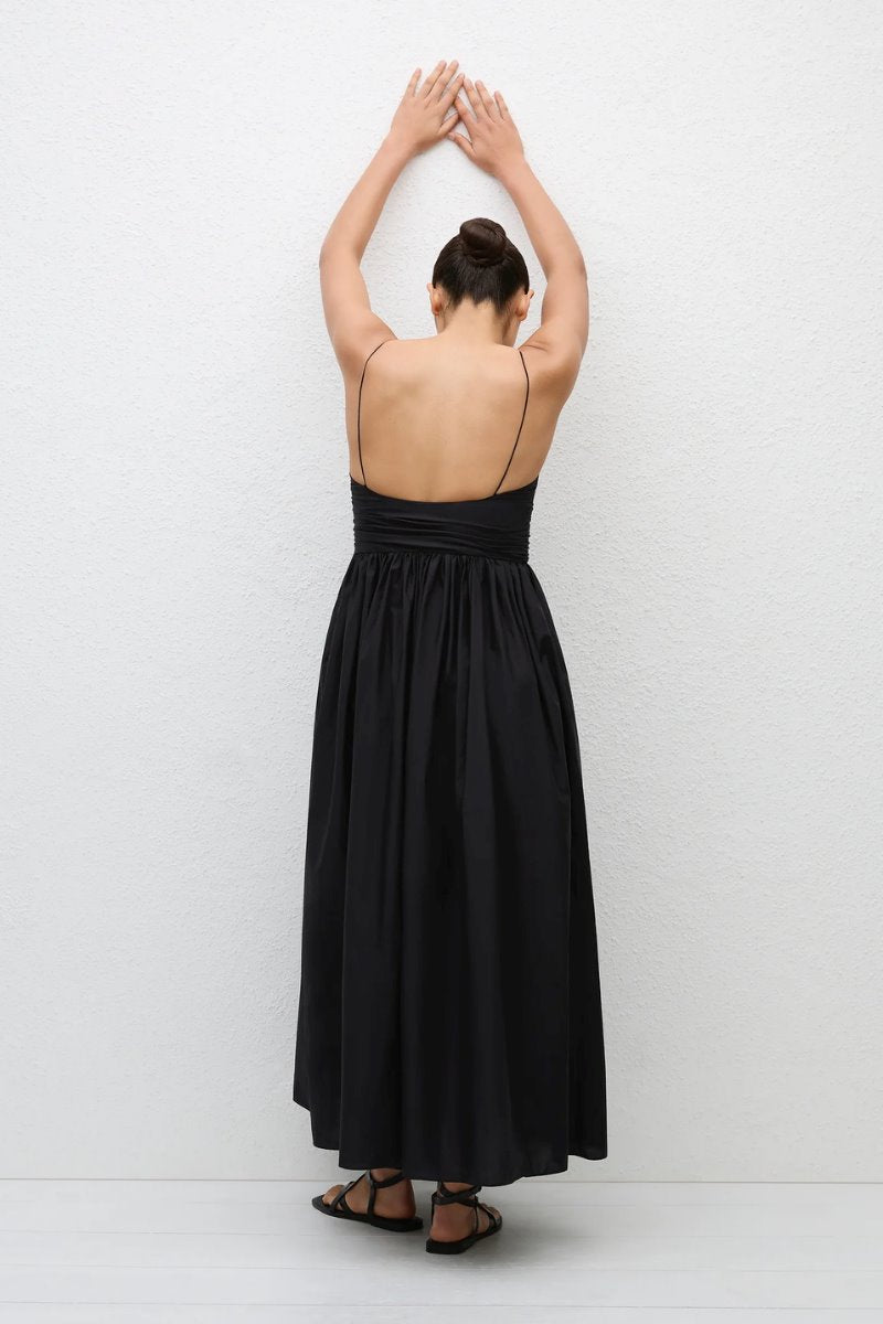 GATHERED BODICE DRESS-BLACK Maxi Dress Matteau 