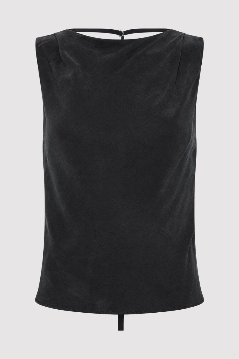 DRAPED COWL TOP-BLACK Tops ST AGNI 