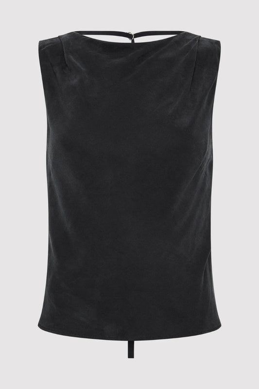 DRAPED COWL TOP-BLACK Tops ST AGNI 