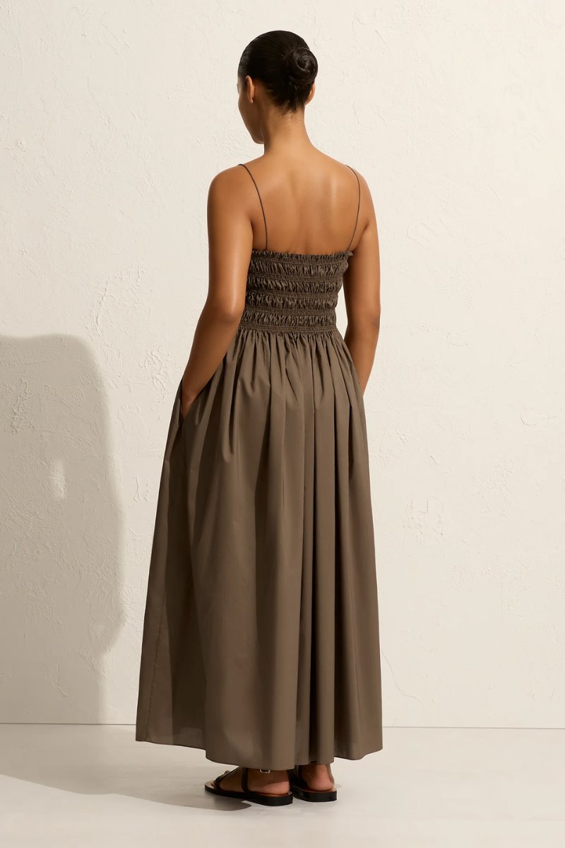 SHIRRED BODICE DRESS-BIRCH Maxi Dress Matteau 