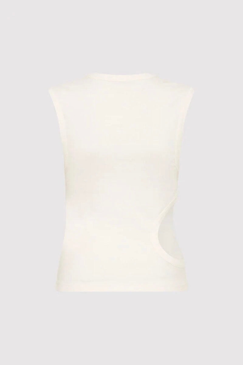 ORGANIC COTTON CUT OUT TANK-WHITE Tops ST AGNI XS White 