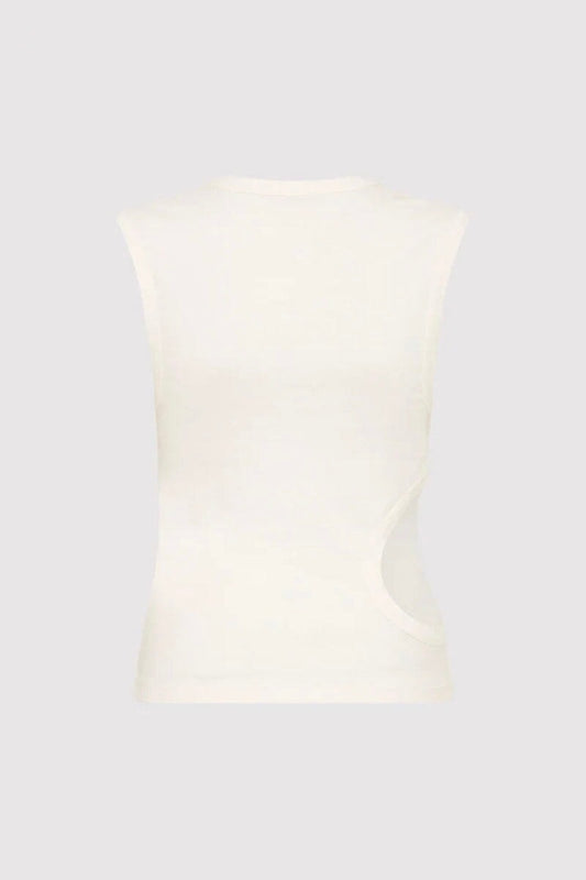 ORGANIC COTTON CUT OUT TANK-WHITE Tops ST AGNI XS White 