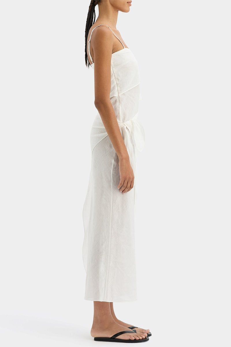 ROSALIA WRAP MIDI-IVORY Midi Dress SIR. 