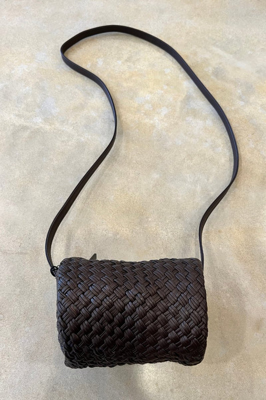 WOVEN CONNOLO SLING POUCH-CHOCOLATE Handbags ST AGNI 