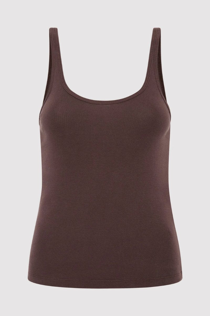 ORGANIC COTTON SLIM SCOOP TANK-RAISIN Tops ST AGNI 