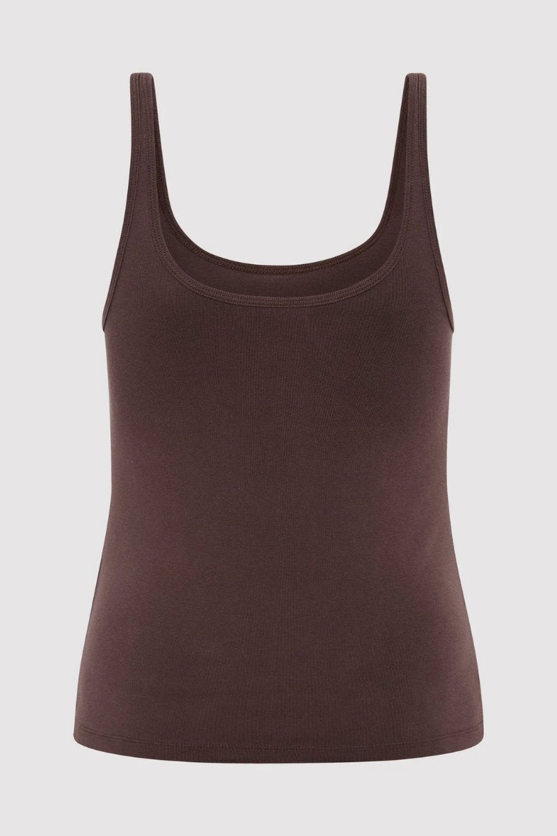 ORGANIC COTTON SLIM SCOOP TANK-RAISIN Tops ST AGNI 