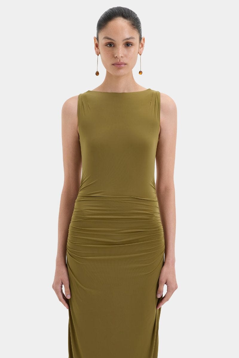 CASCINA TWIST MIDI DRESS-OLIVE Midi Dress SIR. 