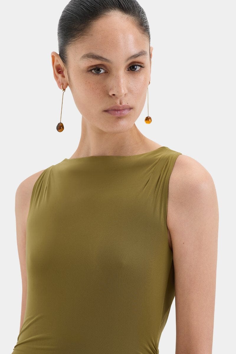 CASCINA TWIST MIDI DRESS-OLIVE Midi Dress SIR. 