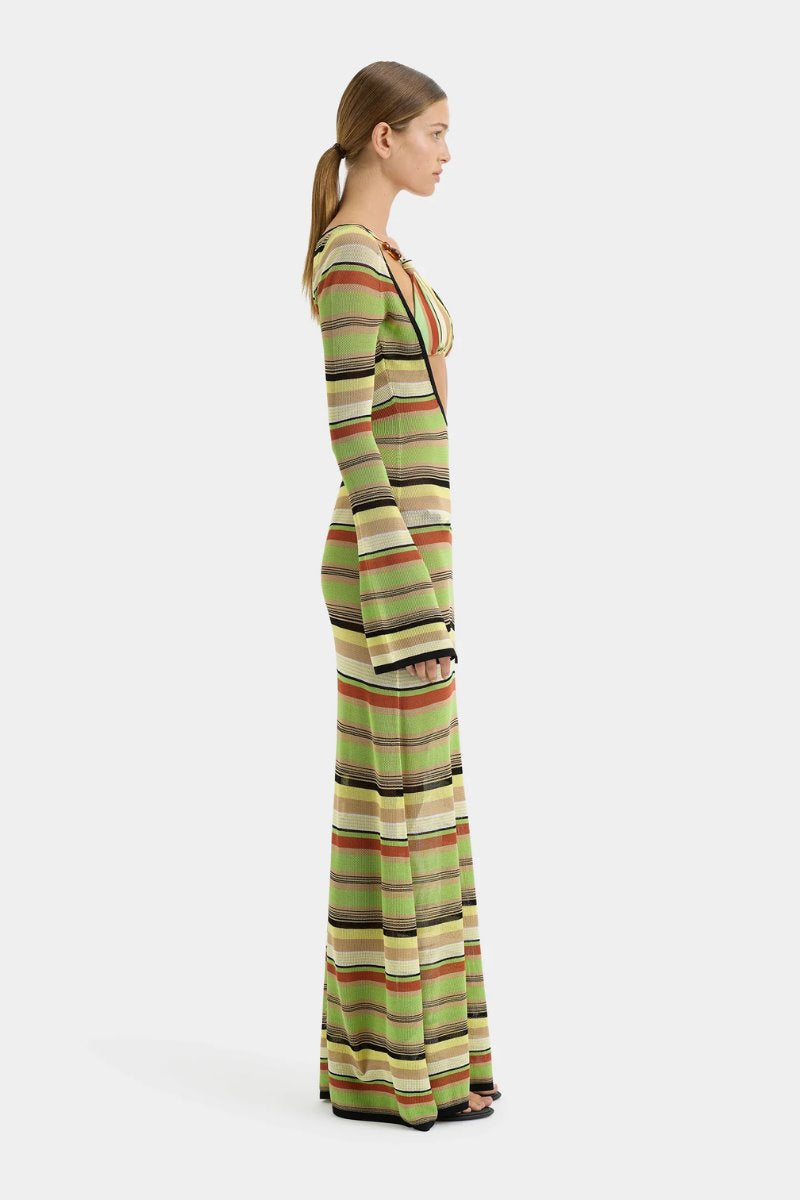 COASTLINE LOW BACK DRESS-PALM STRIPE Maxi Dress SIR. 