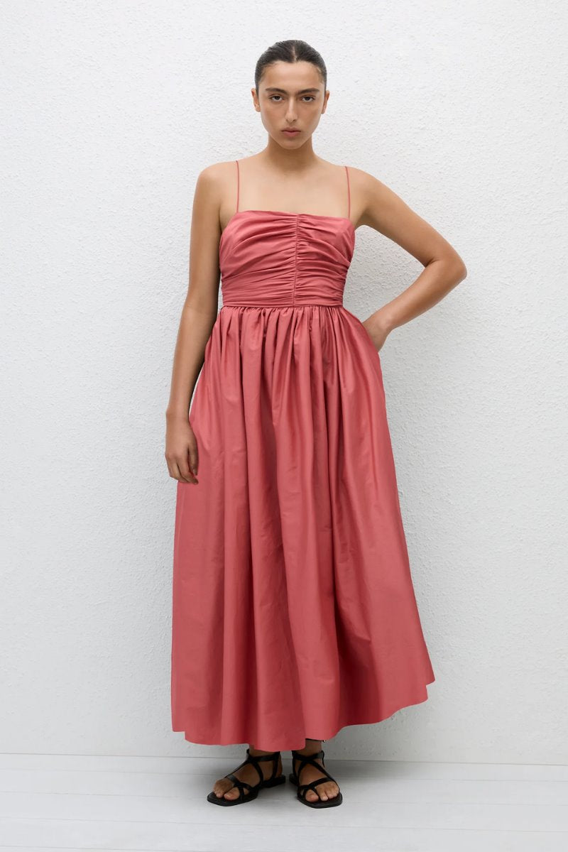 GATHERED BODICE DRESS-ROSE Maxi Dress Matteau 