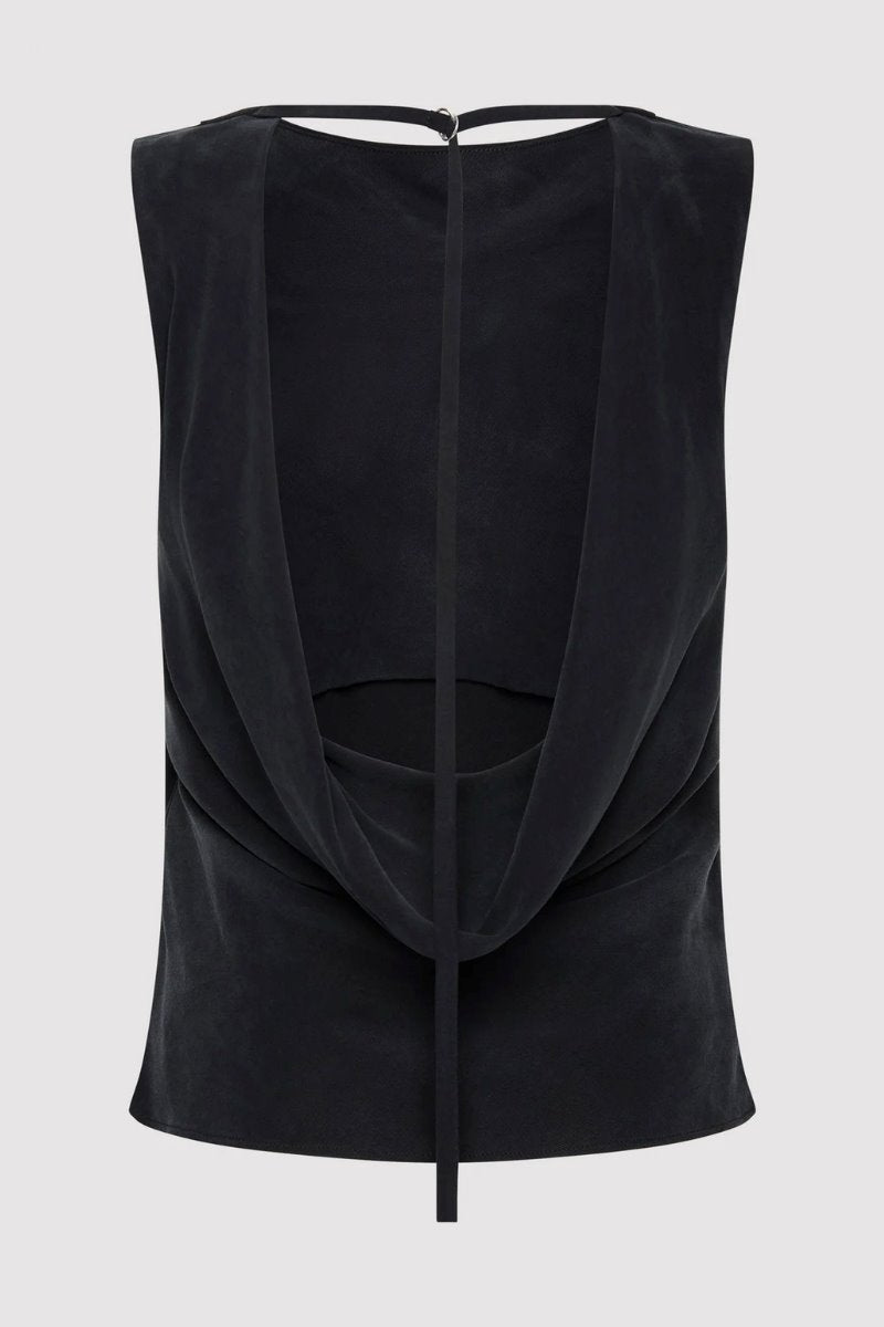 DRAPED COWL TOP-BLACK Tops ST AGNI 