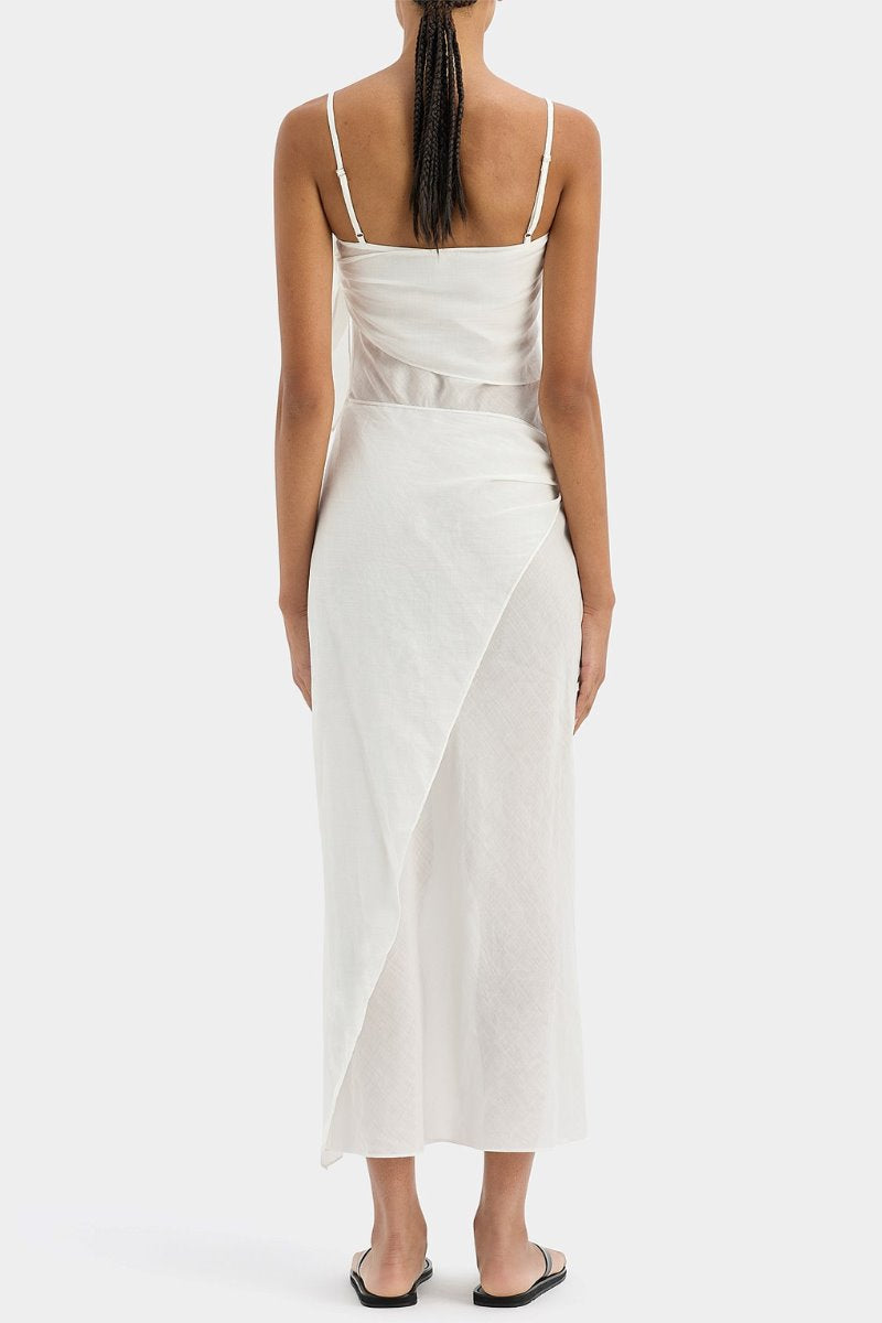 ROSALIA WRAP MIDI-IVORY Midi Dress SIR. 