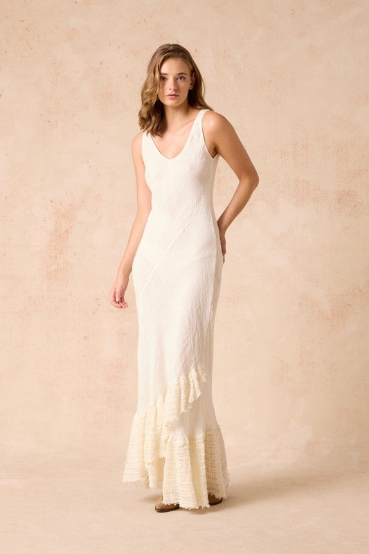 FLUNSA DRESS-BRASILE PANNA/CESTO GIONO PANNA Maxi Dress Estilo Emporio 