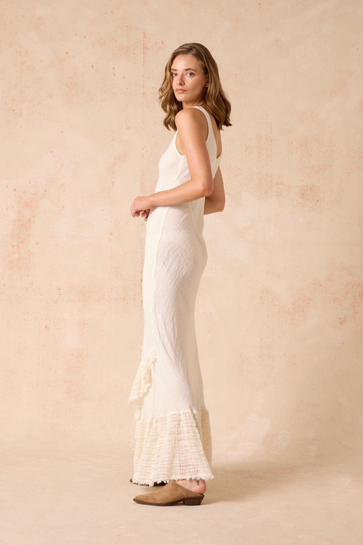 FLUNSA DRESS-BRASILE PANNA/CESTO GIONO PANNA Maxi Dress Estilo Emporio 