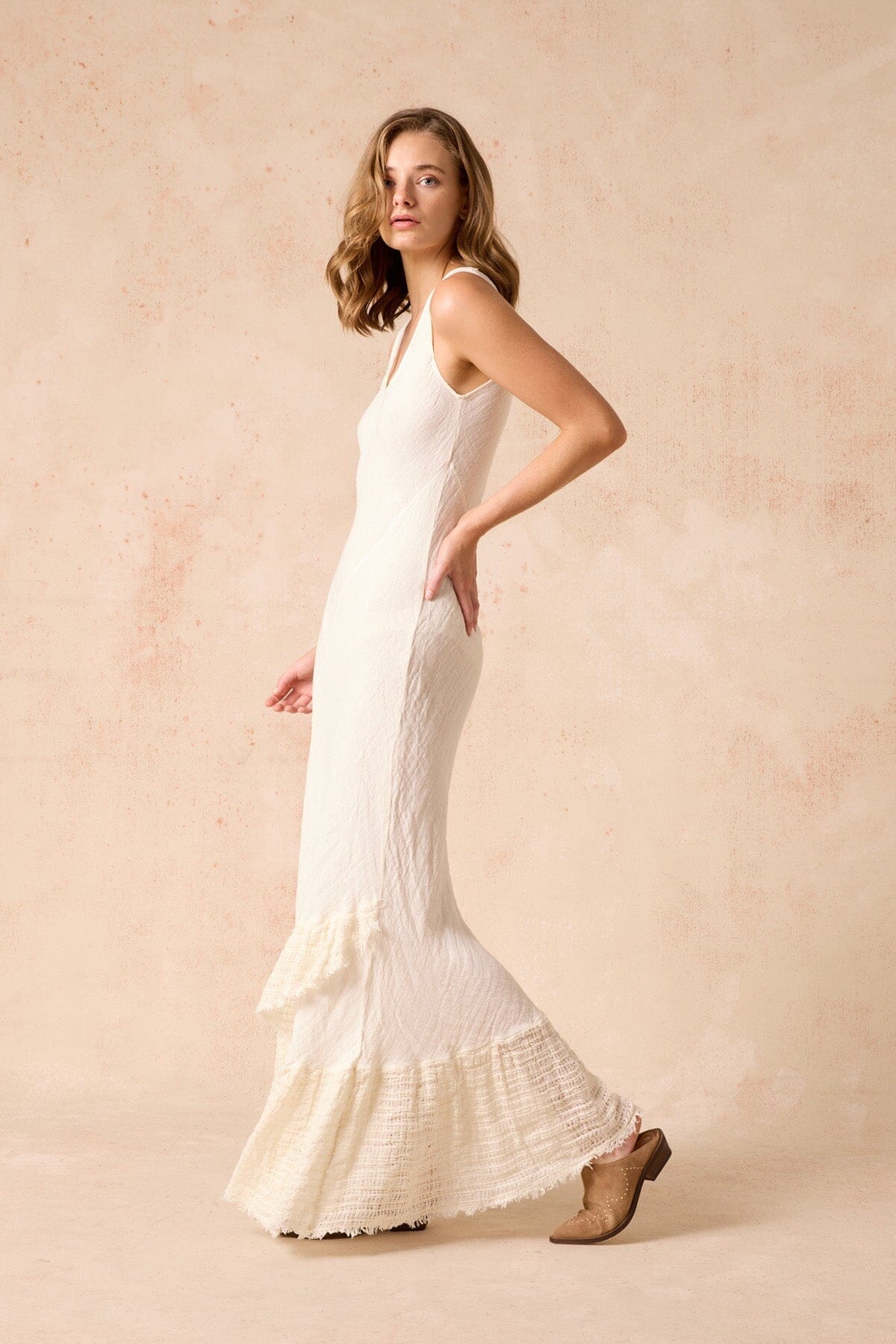 FLUNSA DRESS-BRASILE PANNA/CESTO GIONO PANNA Maxi Dress Estilo Emporio 