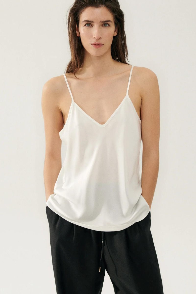 BIAS CUT CAMI WHITE Tops Silk Laundry 